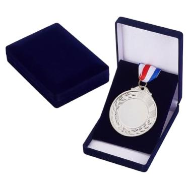 Imagem de NBEADS 2 peças, caixa de armazenamento com exibição de medalha única, caixa de apresentação de moedas de desafio, caixa de exibição de medalha de veludo, caixa de exibição de prêmio para corredores