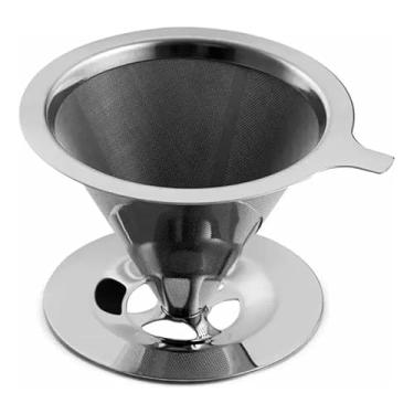 Imagem de Café Filtro Coador Inox 104 Extra Reutilizável GRANDE GRANDE 14x09 cm Não precisa de papel