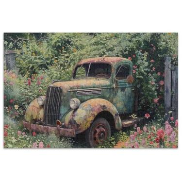 Imagem de Quebra-cabeças engraçados Truck in Garden para adultos 1000 peças presentes de elefante branco para família brinquedo adulto jogo de arte