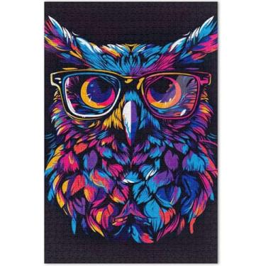 Imagem de Quebra-cabeça colorido com pintura de coruja, adulto, 500 peças, presentes para cenários de inverno, quebra-cabeça de arte animal