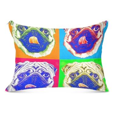 Imagem de Fronha de travesseiro grande fofa de cachorro Pug com zíper longo fronha padrão King Queen Capas de travesseiro fofas, tamanho corporal, 53 cm x 137 cm