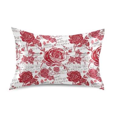 Imagem de Fronhas Engraçadas Rosas Vermelhas Arte Rei Queen Padrão Almofadas de Cetim Refrescante Decoração de Cama Travesseiro Floral King Size 101,6 cm x 50,8 cm