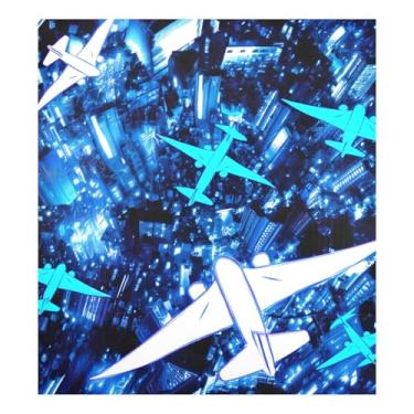 Imagem de Airplane Dark City Ímãs de lava-louças decoração de capa decorativa, decalque de capa de ímã de lava-louças 58 cm L x 66 cm A