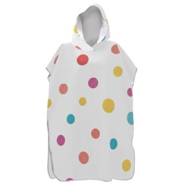 Imagem de Joisal Poncho de surfe plus size para adultos trocador de roupa de praia com capuz toalha floral colorida de bolinhas branco masculino poncho com capuz