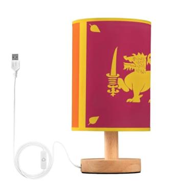 Imagem de Joisal Luminária de leitura de cabeceira com bandeira do Sri Lanka, luminária de mesa com porta USB pequenas lâmpadas para quartos, decoração de quarto aconchegante