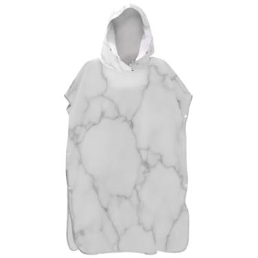 Imagem de Joisal Poncho de surfe trocador de roupão adulto com capuz toalha de praia com capuz absorvente unissex adulto poncho com capuz branco mármore textura veias