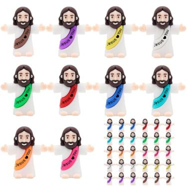 Imagem de Owurha 30 peças de bonecos do pequeno Jesus, mini Jesus te amo, design original, estatuetas minúsculas de Jesus a granel para esconder e buscar, lembrancinhas de festa religiosa, presentes de batismo