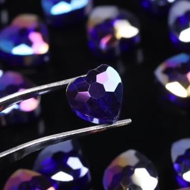 Imagem de NITOPUPU 70 contas de coração facetadas roxas escuras AB de 8 mm para fazer joias, contas de cristal para pulseiras, colar, artesanato, kit de pulseira da amizade, presentes de amor