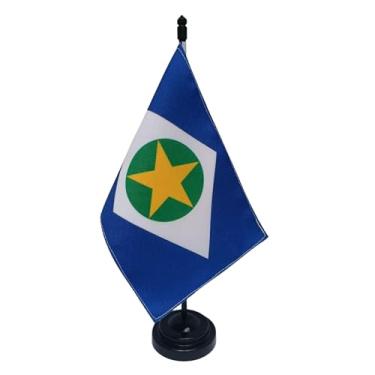 Imagem de Bandeira de Mesa Mato Grosso, Decorativa, Dupla Face, Multicolorido, 19x13cm, Base e Haste Preta, Escritório e Eventos, Oxford
