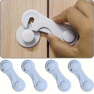 Imagem de 12 fechaduras de porta de armário brancas premium - fechaduras de segurança para gaveta, armários, geladeira, forno, armário, despensa - adesivo, fácil instalação, à prova de adulteração, trava de