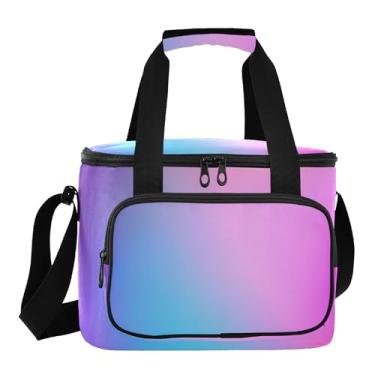 Imagem de Lancheira holográfica neon gradiente para homens, lancheira feminina isolada, lancheira masculina para trabalho