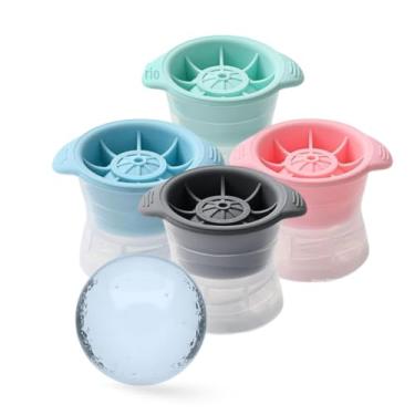 Imagem de Kit 4 Forma de Gelo Bola Esfera Silicone p/Whisky Drinks Diâmetro 6cm Molde | 4 Cores