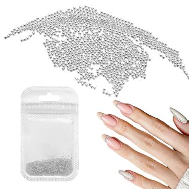 Imagem de Generic Miçangas de arte de unhas 0,04" (1,0 mm) mini metal 3D caviar unhas contas bola bolha contas com sacos para arte de unhas, decoração de artesanato DIY, tom prata