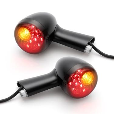 Imagem de LKV Luzes traseiras de LED Bullet, lanternas traseiras de freio de motocicleta, luzes traseiras de 12 V para Halrey Sportster XL 1200 883 Softail Fatboy 1990-2024 (preto)