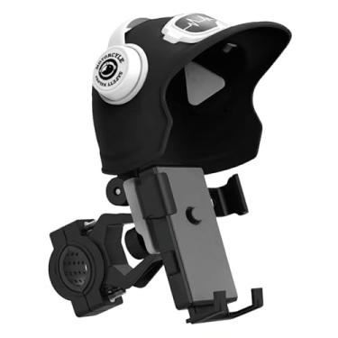 Imagem de Suporte para Celular em Forma de Capacete Impermeável e com Proteção Solar, Rotação 360° e Trava Automática para Moto, Bicicleta e Patinete(Preto)