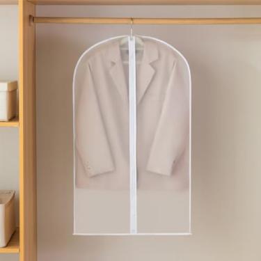 Imagem de Sacos de roupa pendurados, sacos de vestuário para pendurar roupas, bolsa de terno transparente, bolsa de vestuário de plástico transparente, sacos de capa de roupas à prova de poeira com zíper para
