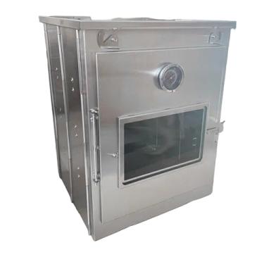 Imagem de Forno de acampamento dobrável de 40 cm de altura – grades de 3 camadas, grelha portátil de aço inoxidável para assar pão, muffins e churrasco, compatível com fogões a lenha e a propano