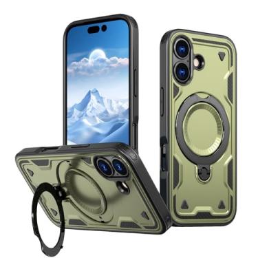 Imagem de SORAKA Capa para iPhone 17 com suporte compatível com MagSafe chapa de ferro Capa resistente que absorve choques Proteção contra quedas de nível militar