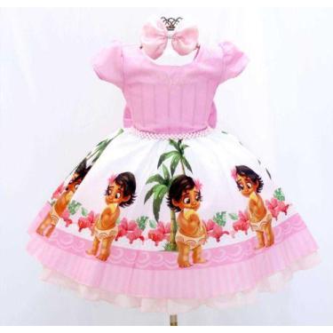 Imagem de Vestido Infantil Moana Baby Rosa + Tiara - Pingo De Gente Kids, Rosa, 