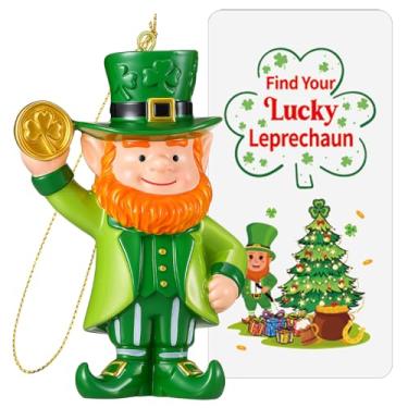 Imagem de RattanView St Patricks Day Leprechaun Christmas Ornament Gift Set with Leprechaun Figurine and Irish Poem Card Christmas Irish Ornaments for St Patricks Day Gift Holiday Party Decor