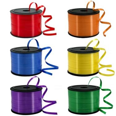 Imagem de Fita decorativa encaracolada para embrulho de presente, decoração de balão de festa (vermelho, laranja, amarelo, verde, azul, roxo)