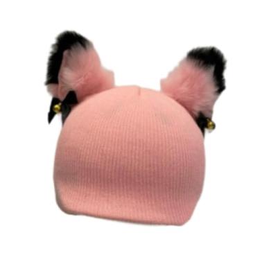 Imagem de kowaku Capa para capacete de esqui, acessório de inverno para a cabeça: quente, charmosa e decorativa. Gorro de tricô divertido para capacetes de esqui e, Orelha Rosa