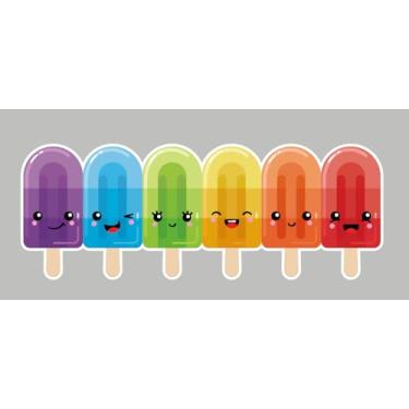 Imagem de FYSUIMU Quadro de avisos de sorvete de 2,5 m, bordas coloridas sorriso, picolé, acabamento em matriz, rolo de borda para decoração de parede de verão, férias, festa, escritório, sala de aula, escola