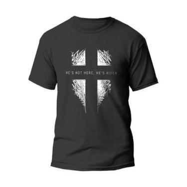Imagem de Camiseta Algodão Estampa Cristã Unissex He's not here - PRESENTE-BRIND