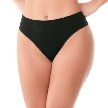 Imagem de Calcinha Tanga Jacquard Sem Costura Preta - Trend, M