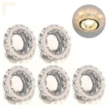 Imagem de 5 Spot Embutir Cristal Inox Redondo K9 Mr16 Corredor Lup70 - Acende a 