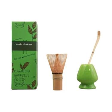 Imagem de Conjunto De Matcha De Bambu 3 Peças: Batedor De Cerâmica, Colher De Ch