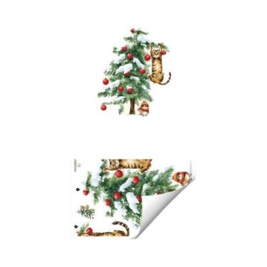 Imagem de Adesivos De Parede Removíveis De PVC Com Gato Escalando Árvore De Nata