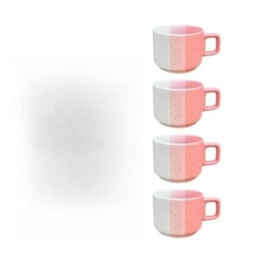 Imagem de Conjunto Com 04 Xícaras Empilháveis Para Café Chá 90ml Tom Pastel Em Degradê Sofisticado E Elegante(Rosa)