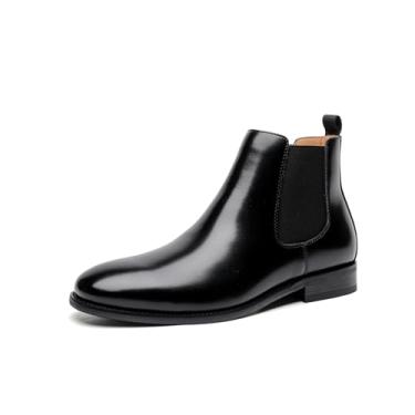 Imagem de Bota social masculina de cano curto, elegante e confortável, Chelsea, sem cadarço, leve, casual, de couro, Preto, 37