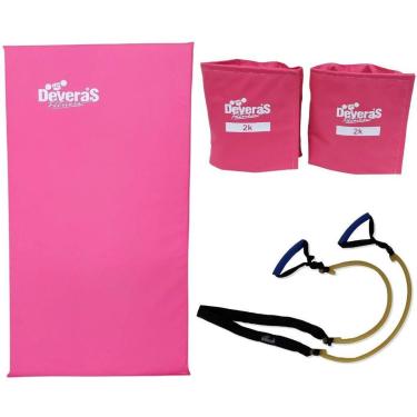 Imagem de kit elastico extensor leve treino em casa + tornozeleira de peso 2 kg + colchonete academia-Unissex