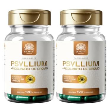 Imagem de Psyllium em Cápsulas + Piccolinato de Chromo em cápsulas Premium Ca.nuts - Suplemento alimentar, Regulador intestinal (2 caixas - Para 60 dias (240 Cápsulas))