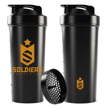 Imagem de Coqueteleira Slim 600ml Preto Logo Dourado Soldiers Nutrition
