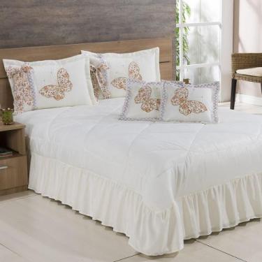 Imagem de Kit Cobre Leito Borboletas Casal Padrão 07 Peças Palha - ATELIÊ E CIA