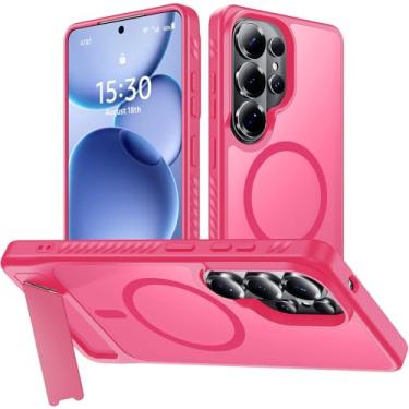 Imagem de Capa para Samsung Galaxy S26 Ultra com suporte, 1 protetor de tela, [compatível com Magsafe] Proteção de grau militar fosco translúcido, capa de telefone magnética para Samsung Galaxy S26 Ultra, 17,5