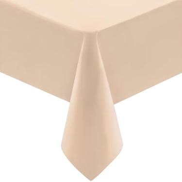 Imagem de Utopia Kitchen 1 pacote com toalha de mesa retangular de 4 pés [152 x 213 cm, bege] Toalha de mesa de poliéster lavável resistente a manchas e rugas para jantar, festas de buffet, piquenique e