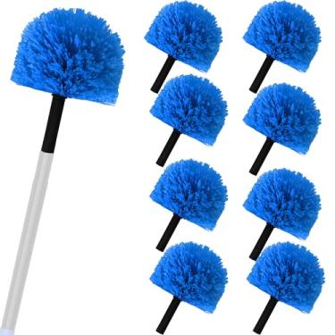 Imagem de 9 peças de espanador de teia de aranha torcida, cabeça de espanador de teia de aranha grande de 18 cm, cabeça de escova de teia de aranha lavável para limpeza interna de teto ao ar livre, serve para