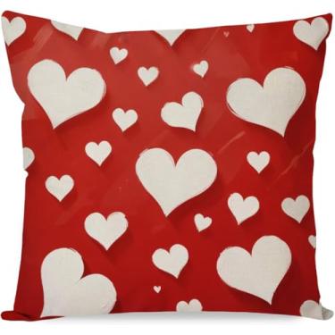 Imagem de Judishyish Capa de almofada rosa vermelha coração amor presente dia dos namorados 45,7 x 45,7 cm cama casa sofá decoração de quarto fronhas de presente para amante