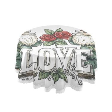 Imagem de Qilmy Toalha de mesa redonda de palmeira de treliça verde, 152 cm, resistente à água, à prova de derramamento, capa de mesa grande para jantar de reunião de família em ambientes internos e externos