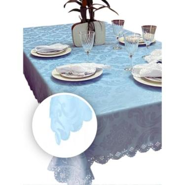 Imagem de Toalhas de mesa decorativas com estampado Jacquard - Disponíveis em modelos para 4/6/8/10/12/14 pessoas, adequadas tanto para uso doméstico como para eventos. (2,50 METROS (8 LUGARES),AZUL SERENITY)