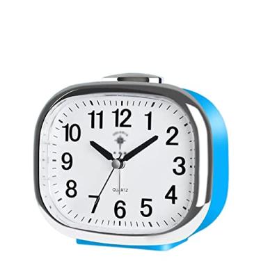 Imagem de x3anggyt5 Despertador para quarto, despertador analógico silencioso de 12,4 cm, sem tique-taque, com luz noturna, soneca, despertador super silencioso alimentado por bateria, despertador de mesa (azul