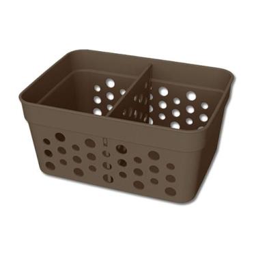 Imagem de Cesto Organizador Trama Rattan c/ Divisória Removível 11x8 - Usual Uti