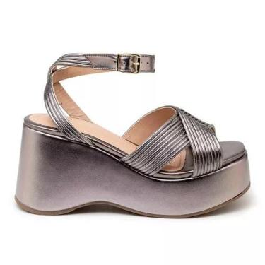 Imagem de Sandália Anabela Egeo Onix 9000 - flor da pele