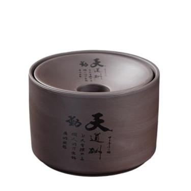 Imagem de Porta-cinzas Cinzeiro pequeno portátil de barro roxo, ideal para casa, sala estar, escritório, mesa chá, com tampa em formato funil