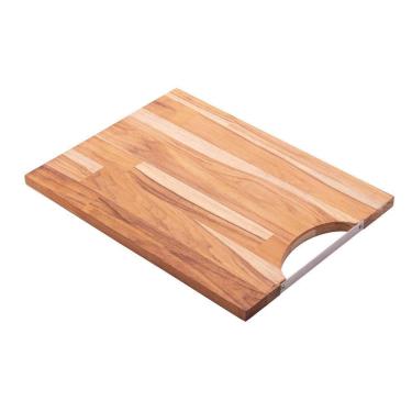 Imagem de Tábua Com Alça De Aço Inox Woodart Teca De Madeira 40Cm