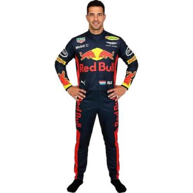 Imagem de Fantasia Piloto Formula 1 Adulto Masculina Longo Red Bull, M 42 - 44, 